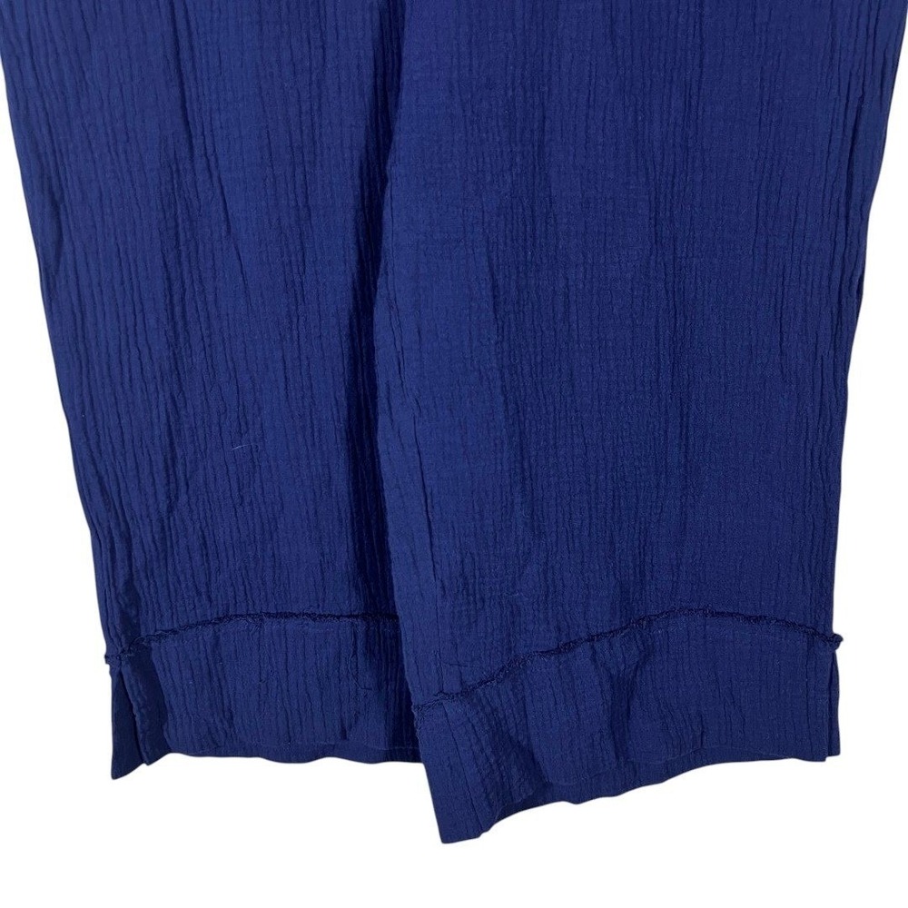NWT Kaktus Gauze Solid Wide Leg Pants Navy Coastal Boho Crop Size L - Picture 3 of 5